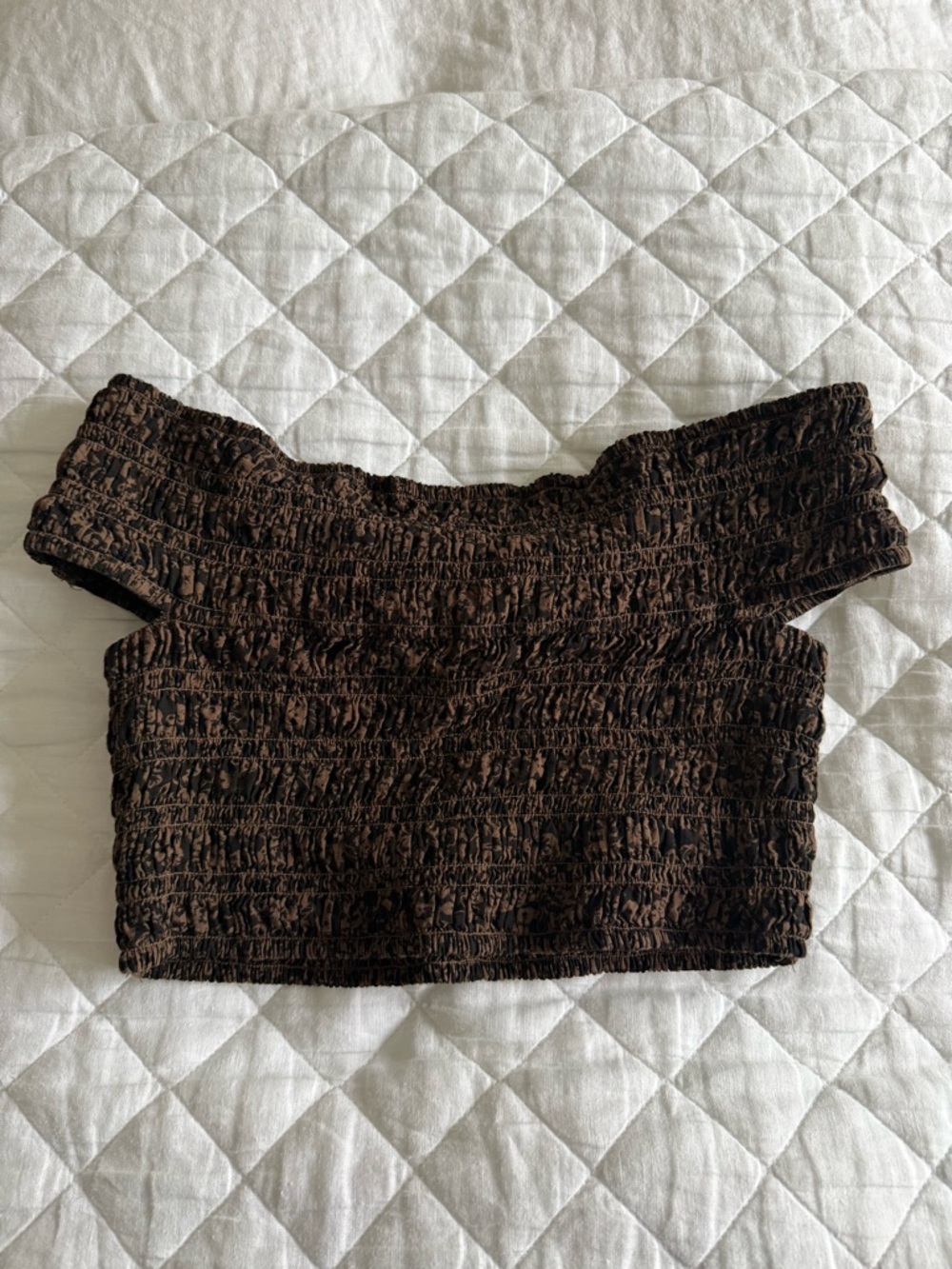 Everlane organic cotton Brown Off-Shoulder Smock Top, xs